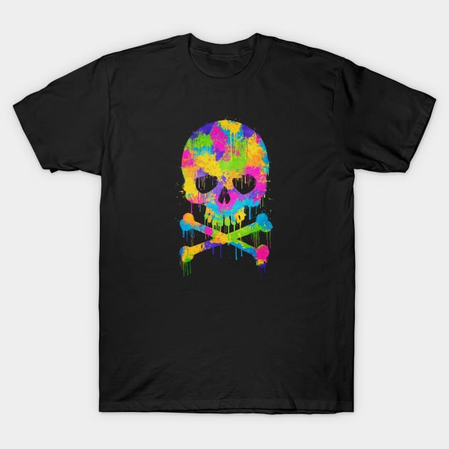 Abstract Trendy Graffiti Watercolor Skull T-Shirt by badbugs